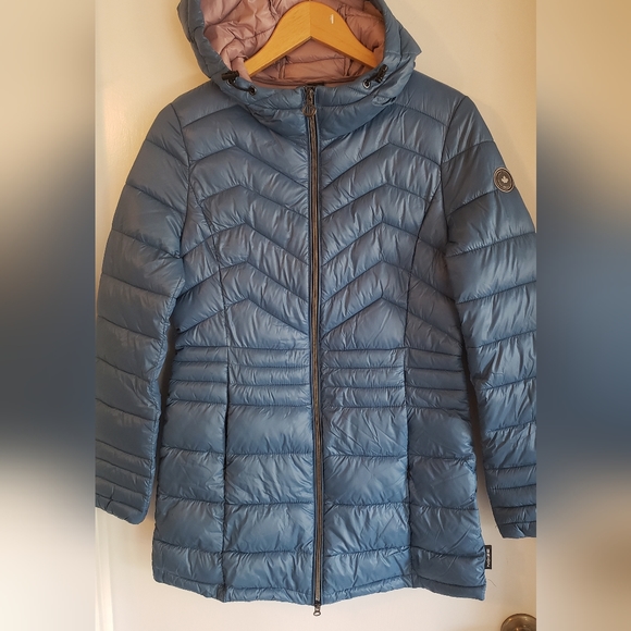 NWOT NOIZE Eden Vegan Parka  Jacket Quilted Coat Blue Outwear Cruelty - Picture 4 of 12